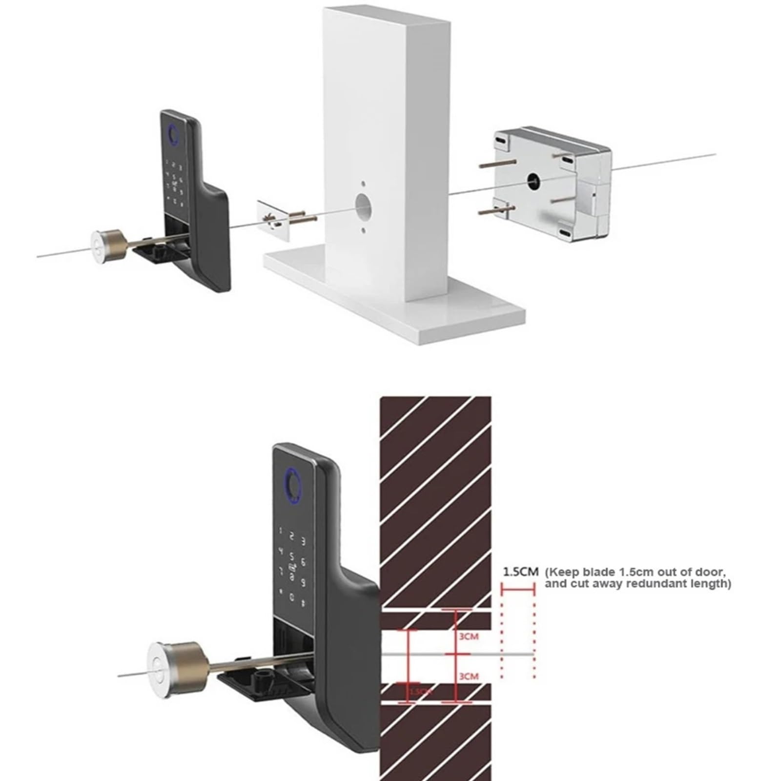 Cerradura de puerta inteligente, Cerradura de puerta inteligente Teclado huella digital a prueba agua Tarjeta RFID Desbloqueo remoto(02)
