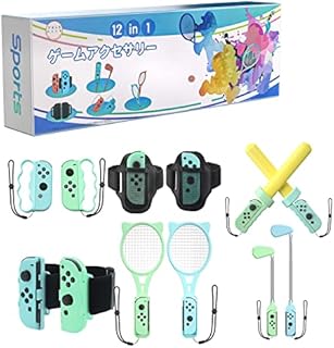 Nintendo Switch Sports Accessories, Nintendo Switch Sports Leg Strap, Switch Wrist Straps, Switch Boxing Grips, Switch Tennis Racket,Switch Game Sword Grip and Switch Golf Club - 12 in 1