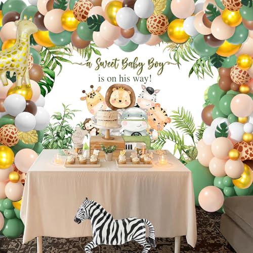 Avezano Jungle Safari Baby Shower Backdrop for Boy Jungle Theme Backdrop Safari Animals Baby Shower Decorations 7x5ft by Avezano - Used condition - Image 2