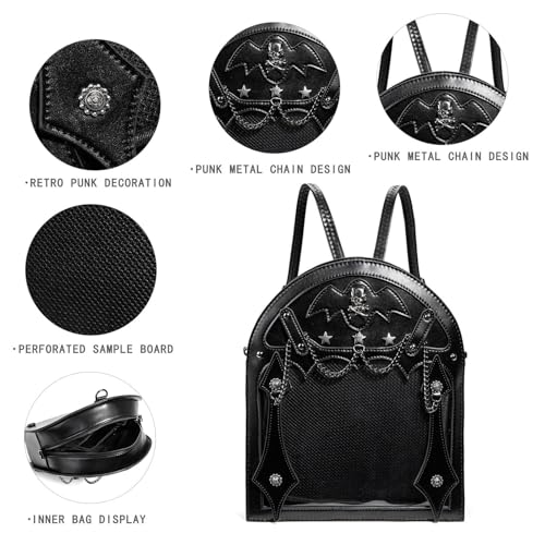 Itabag sac à dos gothique punk avec insert cuir et sangle réglable - 5