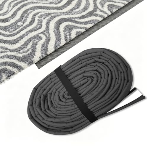 varrisin Carpet Edge Binding Tape 52FT Roll Rug Binding Taping with Self-Adhesive Finishing Edge Gray DIY Cuttable