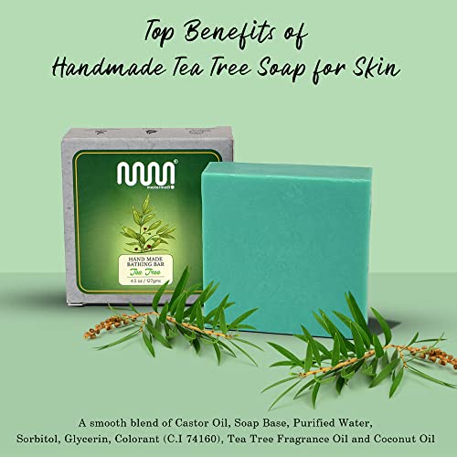 Mastermedi All Natural Soap Bar Tea Tree, Softer & Smoother Skin, Handmade Organic Soap Scented With Premium Essential Oils & Natural Flavors, More Moisturizing Than Ordinary Bar Soap, Women & Men's Bar Soap, Pack Of 3 #TOP2
