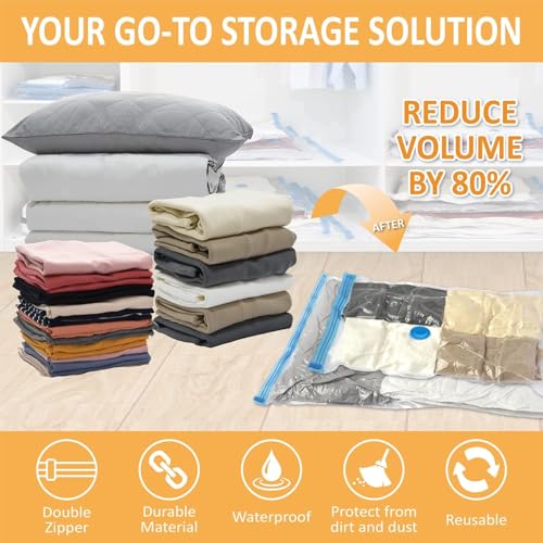 Image of 6 Jumbo Vacuum Bags for Travel, Space Saver Bags Compression Storage Bags,Storage Vacuum Sealer Bags for Clothes Storage, Vaccine Packing Bag Size (6 JUMBO (70x100cm) - WITH HANDPUMP)