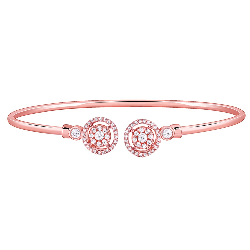 925 Silver Rose Gold Circle Bond Cuff Bracelet, Adjustable | Gifts for Women and Girls | With Certificate of Authenticity and 925 Stamp | 6 Months Warranty-image-29