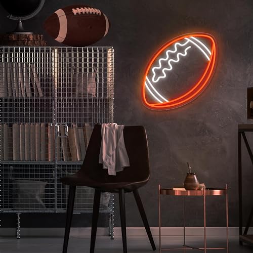 Image of CULOIS Football Neon Sign for Wall Decor,Football-Shaped Neon Light, Football LED Signs for Man Cave, Teens, Boys, and Girls' Bedrooms and Game Rooms. Neon Wall Signs Gift for Football Fans Teens