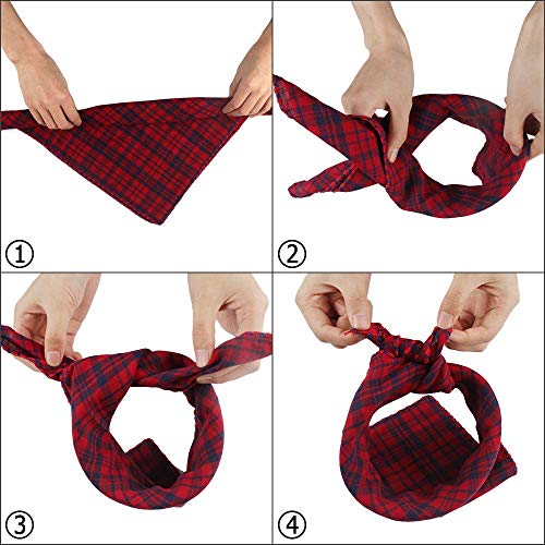 Dadabig 4 Stück Bandana für Hund, Haustier Bandanas Hundehalstuch Kragen Stilvolle Kariertes Hunde-Halstuch Reversibel Dreieck Lätzchen Welpen Halstuch für Niedlichen Hunde und Katze (Baumwolle)
