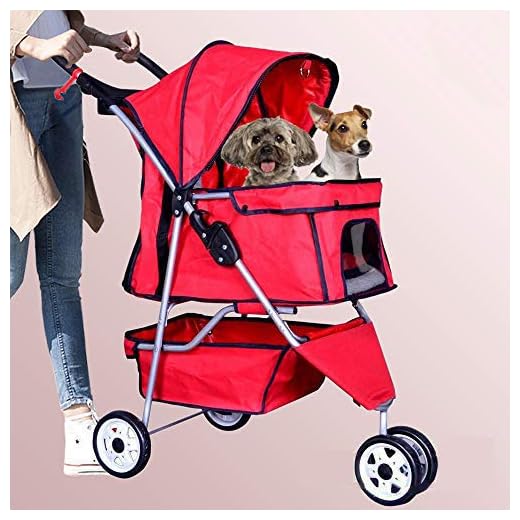 3 Wheels Pet Stroller Large/Small Dog Stroller Cat Stroller Pet Jogging Stroller Pet Jogger Stroller Dog/Cat Cage Travel Lite Foldable Carrier Strolling Cart