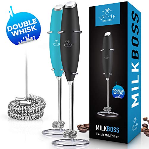 Zulay New Double Whisk - Improved Motor Milk Boss Milk Frother - Handheld
