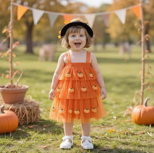 Noubeau Toddler Girl Halloween Dress Sleeveless Layered Tulle Tutu Dresses Cute Cake Smash Outfit2
