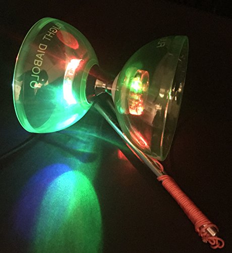Flight Diabolo Triple Bearing LED Light Up Professional Diabolo / Chinese Yoyo Toy with Aluminum Sticks Translucent Green - Thumbnail 5