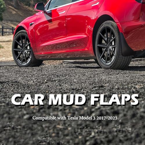 Image of Vacallity Mud Flaps for Tesla Model 3 Mud Flaps 2023 4pcs No Drill Rubber Car Mud Guard for Wheel&Tires&Splash Guards for Tesla Model 3 Accessories 2018-2023