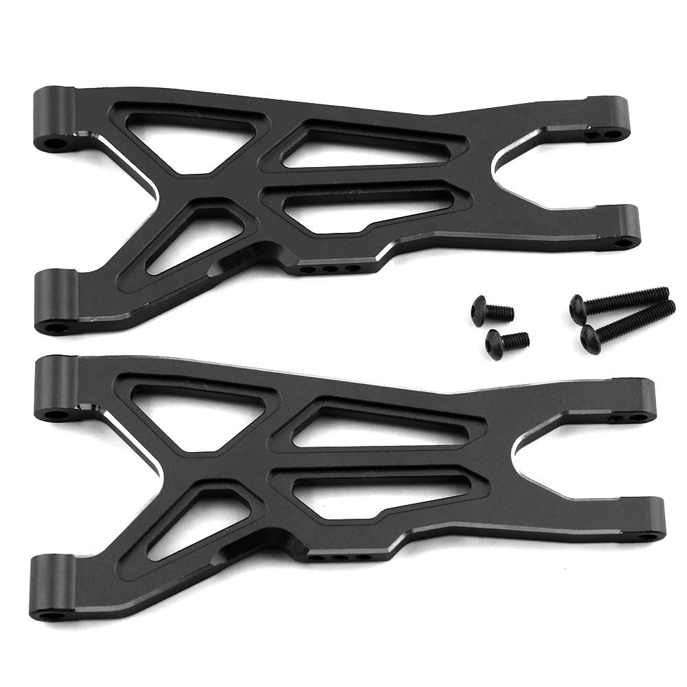Aluminum Alloy Front Suspension Arm RC Upgrade Parts for ARRMA 1/10 3S Big Rock, 1/8 3S Typhon RC Car (Black)
