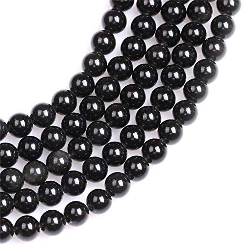 4mm Natural Black Obsidian Beads Round Gemstone Loose Beads for Jewelry Making (90-95pcs/strand) - Image 2