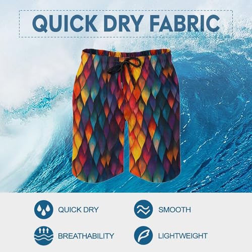 Hawaiian Shorts for Men - Comfy Rainbow Leaf Print Mens Swim Trunks Bathing Suits with Mesh Lining4