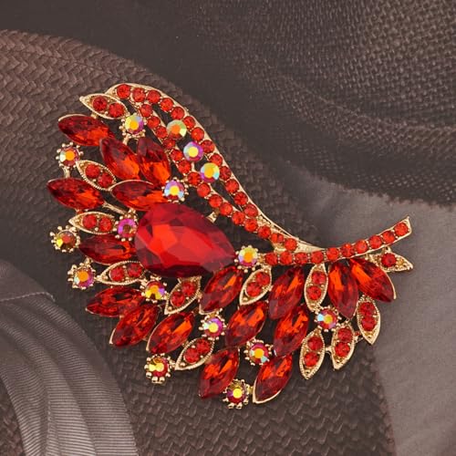 Image of Rhinestone Crystal Big Large Brooch Pin Jewerly Accessory Wing shape Gold Tone