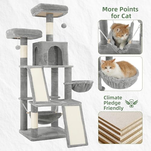 Image of Gitelsnour Cat Tree Tower Multi-Level with 2 Scratching Boards, GCT022W