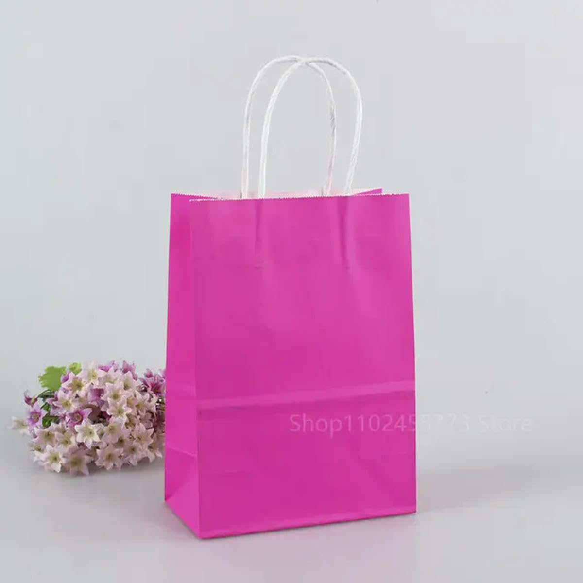 5/10/20/30 Stück Festival-Geschenktüte aus Kraftpapier zum Einkaufen DIY Multifunktions-Recycling-Papiertüte mit Griffen-Rosa-21x27x11cm(M)-20 Stück