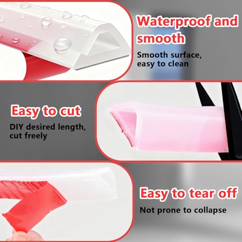 Schwallschutzleiste Dusche Selbstklebend – 200CM Wasserstopper Dusche Silicone Wasser Stopper Gummilippe Selbstklebend Duschleiste Boden Protektion für Küchen, Badezimmer (Transparente Farbe)