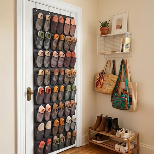 48 Pockets Over the Door Shoe Organizer48 Pockets for Women: With more shoe pockets than any comparable over the door shoe organizer on the market, this hanging shoe organizer delivers generous space to hold your entire shoe collection neatly in one place.(Only for women’s shoes) - image 8