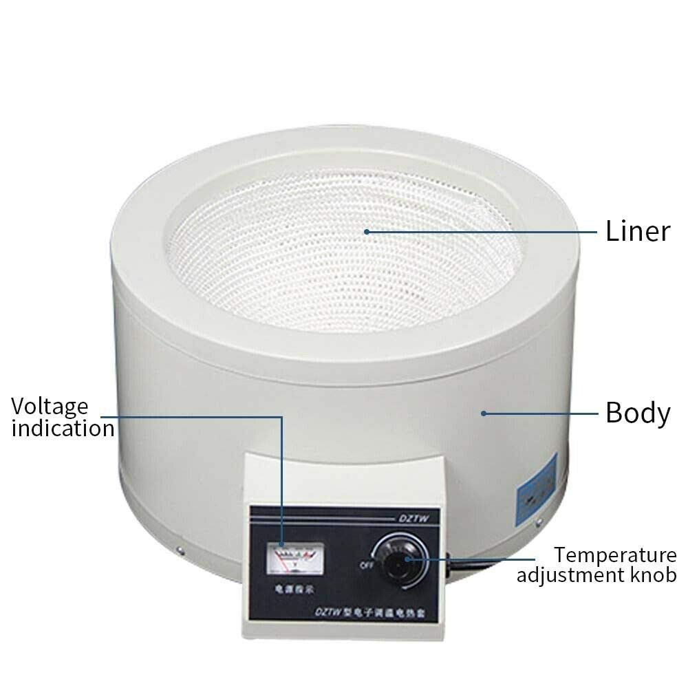 Fayelong Elektrisch Heizmantel Temperatur Einstellbar Max. 380°C 100-2500W 220V Für Rundkolben 5000ml