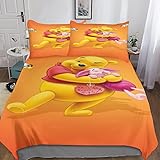 KRIVS Winnie The Pooh Duvet Cover Bedding Set for Kids Boys Soft Microfiber Quilt Cover 3 Piece Set with Zipper Closure Double（200x200cm）