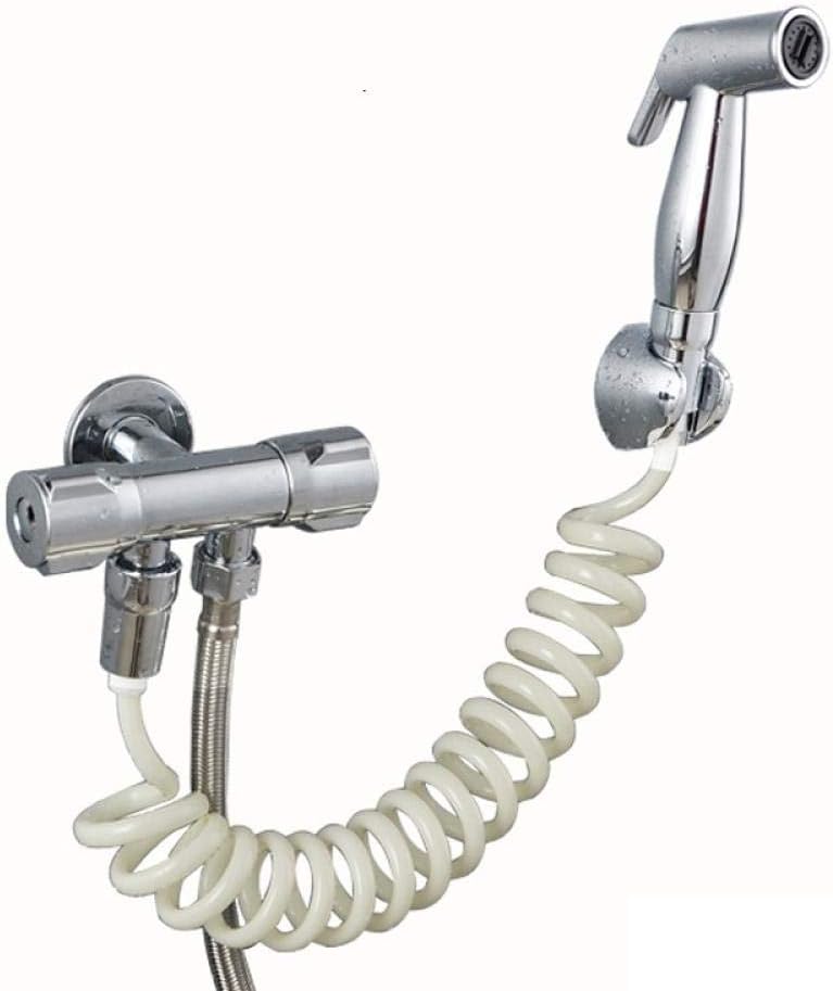 Toilet Sprayer Kit Brass Shower Replacement Spray Compatible with Premium Cloth Diaper - Dual-use Dual Water Outlet Angle Valve Wall Mounted