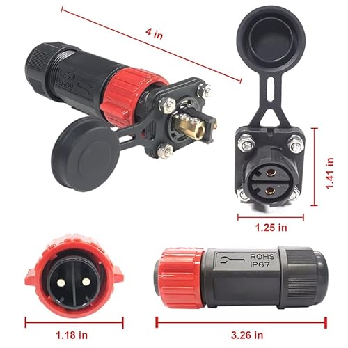 Trolling Motor Plug Receptacle Set, Abpf Marine Boat Power Connector, Waterproof Connector For Motor, 12/24/36/48 Volt Marine Plug For Trolling Motors (Red,1 Pack) #TOP4