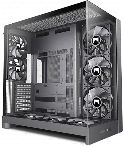 HYXN H2 (2026) HYXN ATX PC Case, Pre-Installed 8 No ARGB Fans (6X140mm,2X120mm), Large Dual-Chamber...