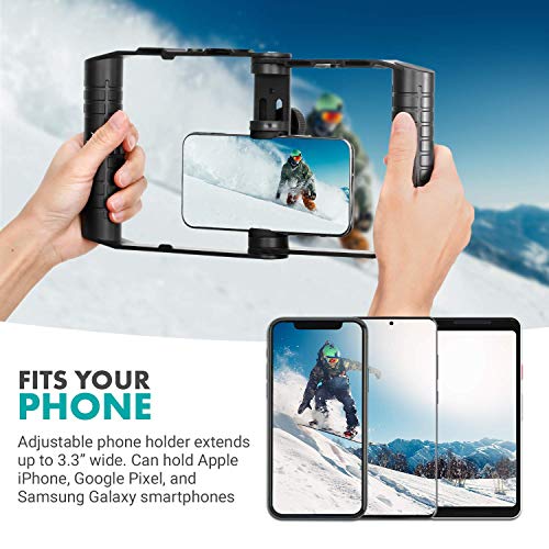Movo Spr-20 Foldable Smartphone Video Rig Cage With Cold Shoe Mounts For Microphone Or Led Light - Vlogging Mount Compatible With Iphone, Android - Smartphone Video Stabilizer Grip - Filming Equipment #TOP2