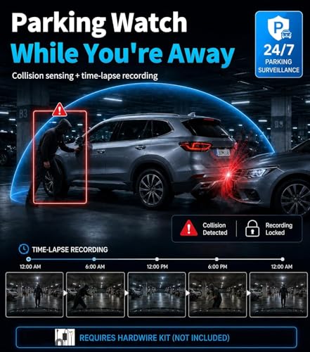 Image of 4K Dash Cam,5G WiFi Car Camera Built-in GPS,4K+1080P Dash Cam Front and Rear Inside,170 Wide Angle dashcam,24H Parking Mode with Loop Recording, Night Vision, 64GB Card,3-Inch Screen,Max 256GB