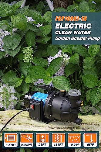 Fluentpower 1.5Hp Portable Garden Booster Pump With Prefilter, 1200Gph, Lift 151Ft, Shallow Well Jet Pump, Water Transfer Draining Pump For Home Garden Lawn Sprinkler Irrigation #TOP2