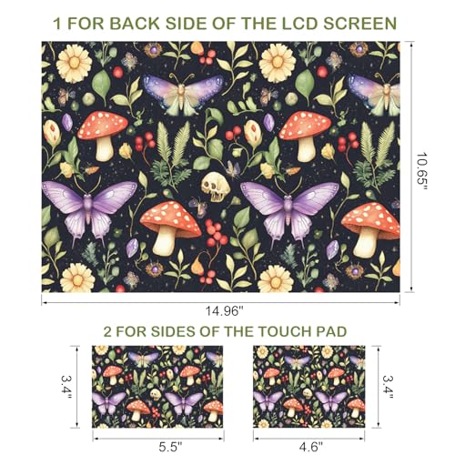 Image of DINKY Laptop Notebook Skin Sticker Cover Decal, 13 13.3 14 15 15.4 15.6 inch Laptop Vinyl Skin Sticker Cover Soft Art Protector Netbook (Mushroom Butterfly)