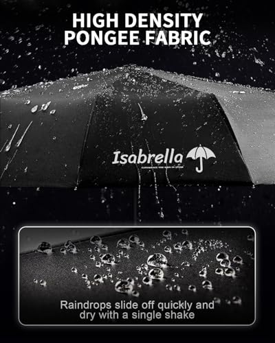 Image of ISABRELLA Umbrella for Women - 10-Rib Folding Umbrella with UV Protection, Black Coating, Wind & Rain Resistant, Safe Close Design, Durable, Lightweight, and Compact for Travel