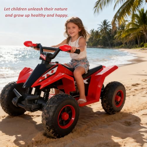 Children\'s Riding Electric ATV, Powered by 6V Battery, with Patterned Tires, Forward/Reverse Switch, Suitable for Children Aged 3 to 8 Years Old, with Music and Lights (red) - Thumbnail 7