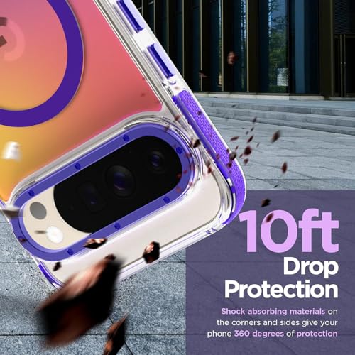 Image of Magnetic Case for Google Pixel 10 Pro XL [Compatible with Magsafe] [Cute Fashion Fluorescent Design] Shockproof Slim Translucent Matte Case for Pixel 10 Pro XL 6.8 inch, Purple