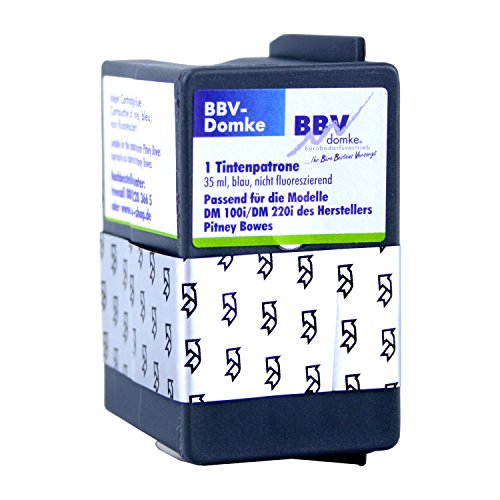 BBV-Domke Farbkartusche passend für Pitney Bowes DM100i, DM220i, SendPro C, SendPro + (35ml, blau), Frankierfarbe BBV-Domke Farbkartusche passend für Pitney Bowes DM100i, DM220i, SendPro C, SendPro + (35ml, blau), Frankierfarbe
