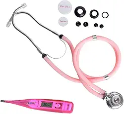 Estetoscópio Rappaport Medico Duplo + Termometro Digital (Rosa)