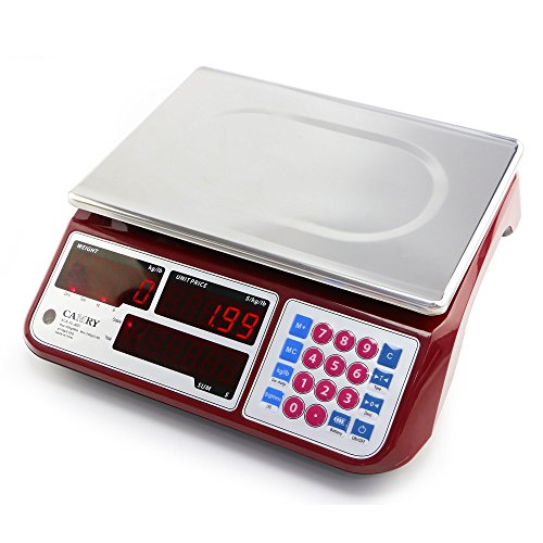 Camry Digital Commercial Price Scale 66lb / 30kg for Food Meat Fruit Produce with Dual Bright Red LED Display 16 Inches Platform Rechargeable Battery Included Not for Trade