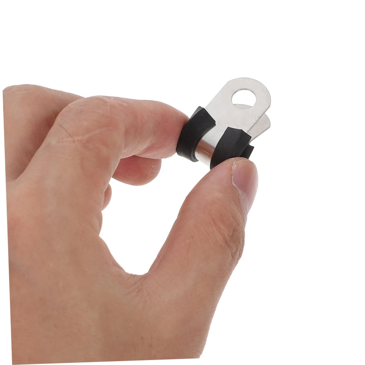 Mipcase 100 Pezzi Morsetti in Acciaio Inox a Forma di R Rivestimento in Plastica, Morsetti per Cavi Isolati Facili da Usare per Uffici e Fabbriche, Diametro Foro 6,3mm