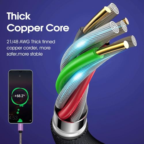 Image of [10Pack 1ft] Compatible with Samsung Galaxy S9 S10 S8 Plus Charger Cord(3A Fast Charging), TPE USB C Type Charger Cable,USB A to Type C Replacement for Samsung A32 /A12 /A10e /A20 /A51 20 /9 /8,LG-Purple