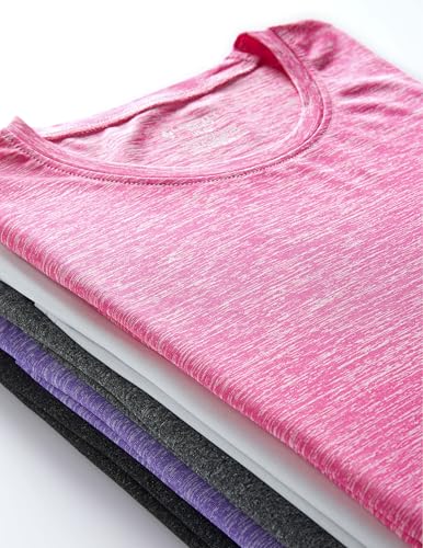 Image of 5 Pack Women's Quick Dry Short Sleeve T Shirts, Athletic Workout Tee Tops for Gym Yoga Running