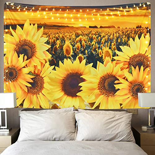 Sunflower Tapestry Sunset Sunflower Field Tapestry Floral Plant Tapestry Yellow Flower Tapestry