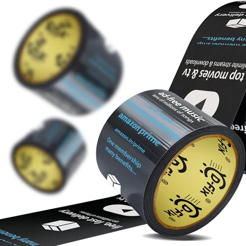 Image of D-fix 4 Roll, Per Pack- Self-Adhesive Amazon Printed Prime Packing Cello Tape - 65 Meters in Length - 72mm /3inch Width, BOPP Industrial Packaging Tape for E-Commerce Box Packing