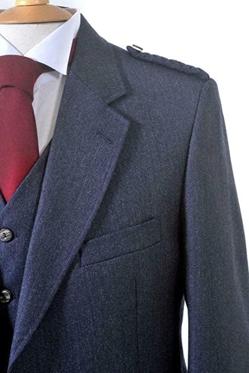 New Man's Scottish Prince Crail Kilt Jacket Midnight Blue Scottish Wedding Dress3