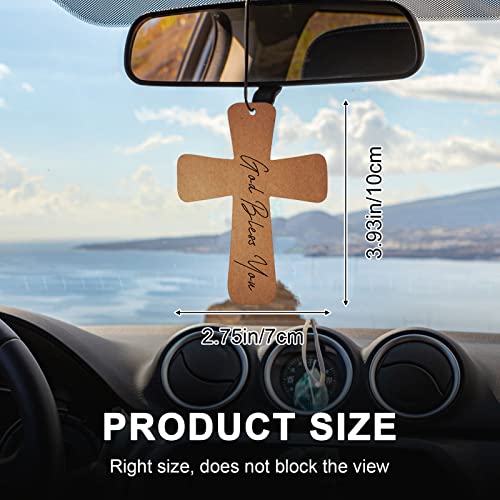 Image of Fumete 24 Pcs Christian Gifts for Men Cross Car Air Fresheners Bulk God Bless You Air Freshener Religious Fresh Scented Hanging Ornaments Gifts for Church Vbs Sunday School Car Driver