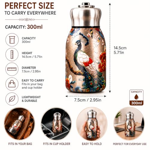 Image of Premium Floral Printed Stainless Steel Water Bottle | Double Wall Vacuum Insulated Thermal Flask
