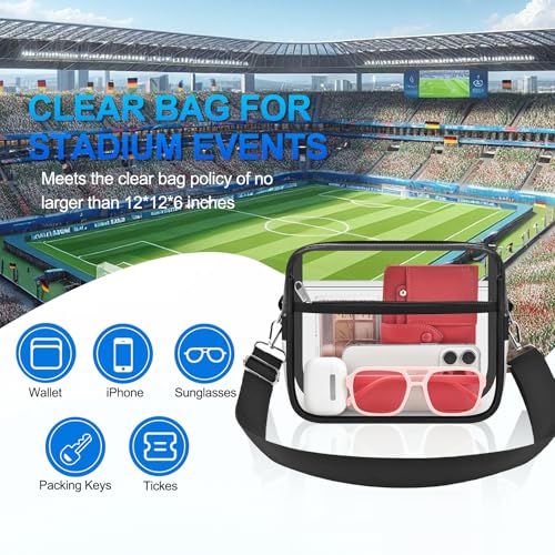 Image of Busiuw Clear Bag Stadium Approved for Stadium Events Small Mini Women Sports Fan handbags& Purse