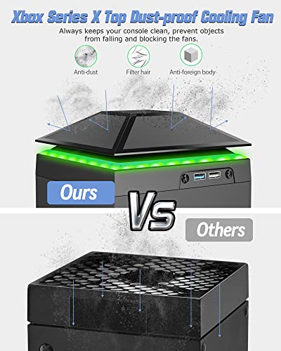 Narati Cooling Fan For Xbox Series X, Top Cooler Fan System For Xbox Series X, 3 Level Adjustable Fan Speed 1800/2000/2200 Rpm With Rgb Led, Extra 2 Usb Port & Independent Touch Switch, Low Noise #TOP5