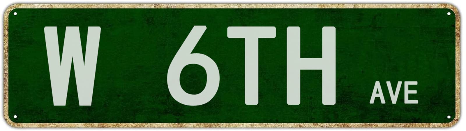 W 6Th Avenue Retro Tin Signs Aluminum Sign Gift For Home Kitchen Outdoor Garden Yard Wall Barn Decor 4x16 Inch