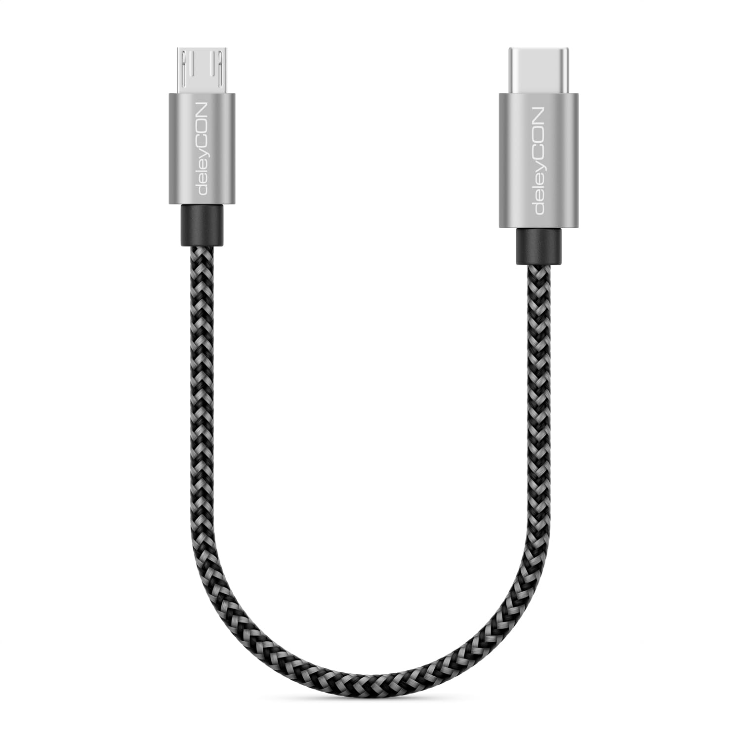 deleyCON 0,15m USB C a Micro USB Cavo Adattatore 15cm Corto - Cavo di Ricarica e Cavo Dati in Entrambe le Direzioni - Compatibile con Telefoni Cellulari Smartphone Tablet Caricabatterie ecc. - Nero
